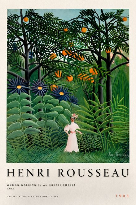 Rousseau Woman Walking in an Exotic Forest No6 - Affiche
