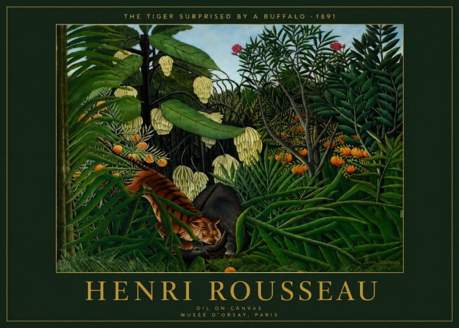 Rousseau The Tiger Surprised by a Buffalo No4 - Affiche