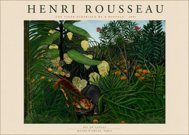 Rousseau The Tiger Surprised by a Buffalo No5 - Affiche
