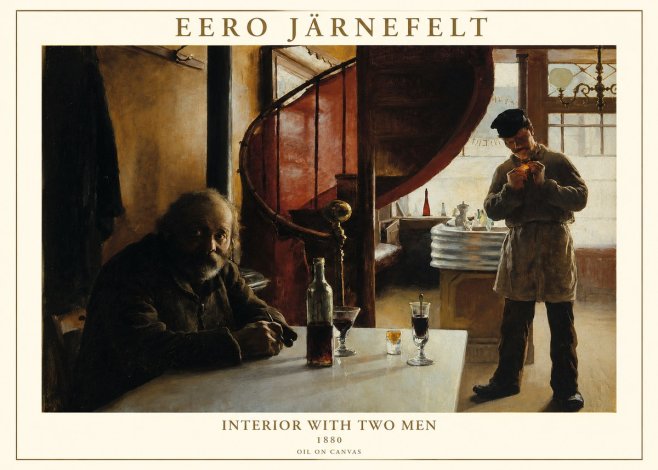 Eero Järnefelt Interior with Two Men No1 - Affiche