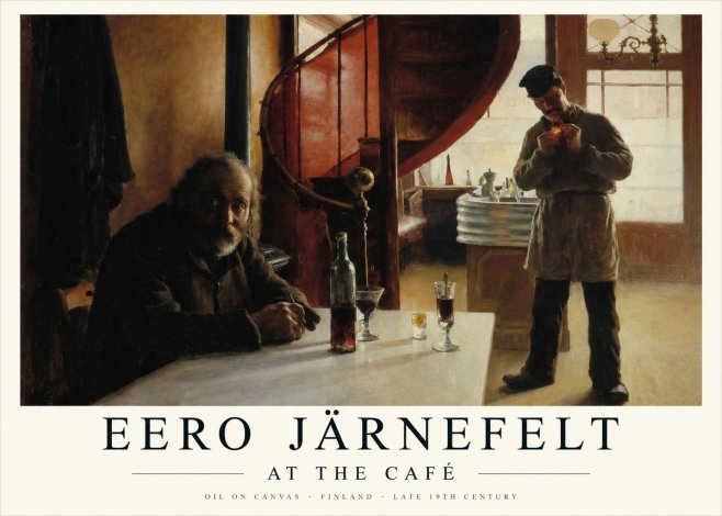 Eero Järnefelt Interior with Two Men No2 - Affiche