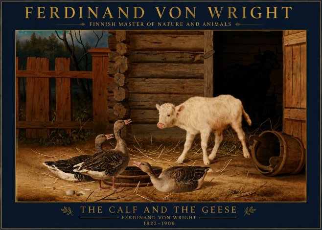Ferdinand von Wright The Calf and the Geese No4 - Affiche