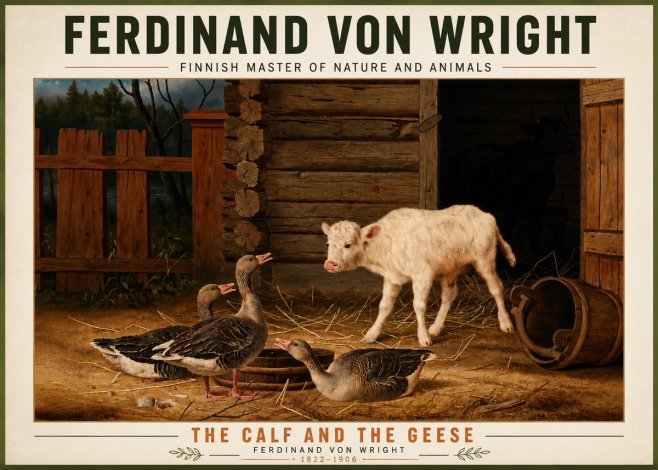Ferdinand von Wright The Calf and the Geese No5 - Affiche