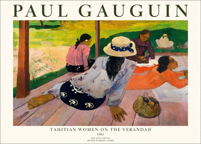 Paul Gauguin Tahitian Women on the Verandah No1 - Affiche