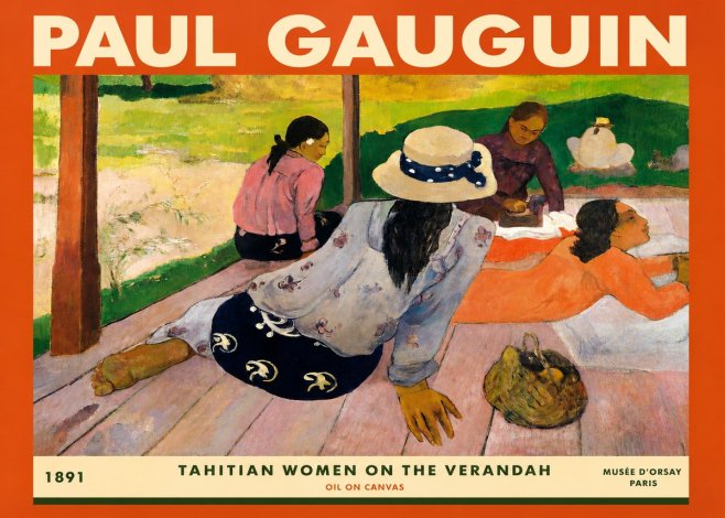 Paul Gauguin Tahitian Women on the Verandah No3 - Affiche