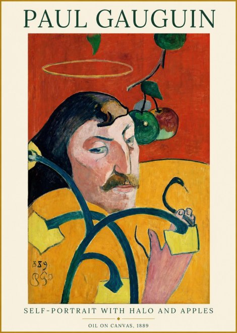 Paul Gauguin Self-portrait with Halo and Apples No1 - Affiche