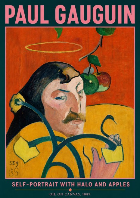 Paul Gauguin Self-portrait with Halo and Apples No5 - Affiche