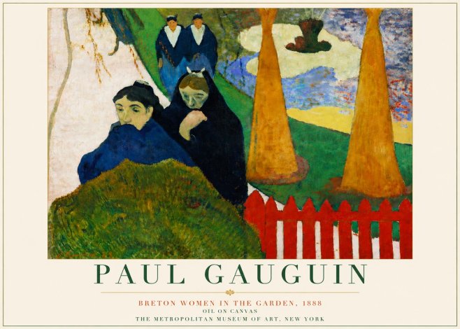 Paul Gauguin Breton Women in the Garden, 1888 No5 - Affiche
