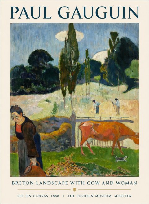 Paul Gauguin Breton Landscape with Cow and Woman No1 - Affiche