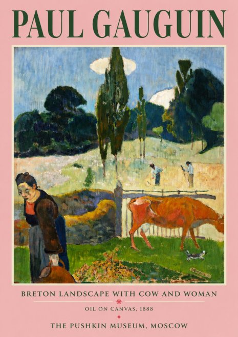 Paul Gauguin Breton Landscape with Cow and Woman No4 - Affiche