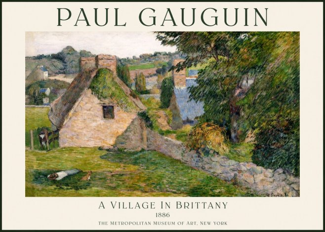 Paul Gauguin A Village in Brittany No1 - Affiche