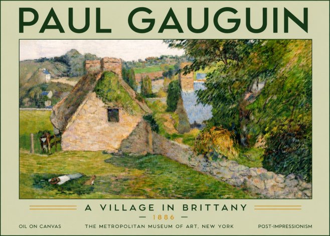 Paul Gauguin A Village in Brittany No6 - Affiche
