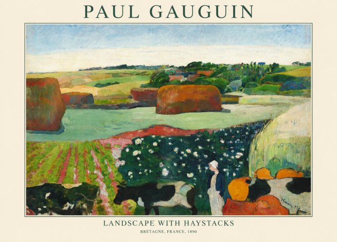 Paul Gauguin Landscape with Haystacks No1 - Affiche