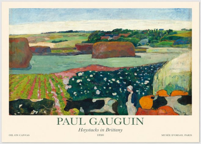 Paul Gauguin Landscape with Haystacks No5 - Affiche