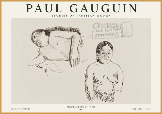 Paul Gauguin Studies of Tahitian Women No1 - Affiche