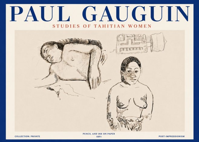Paul Gauguin Studies of Tahitian Women No4 - Affiche