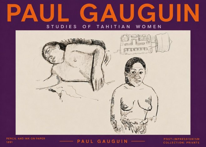Paul Gauguin Studies of Tahitian Women No5 - Affiche