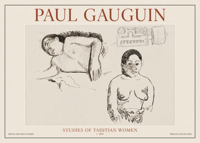 Paul Gauguin Studies of Tahitian Women No6 - Affiche