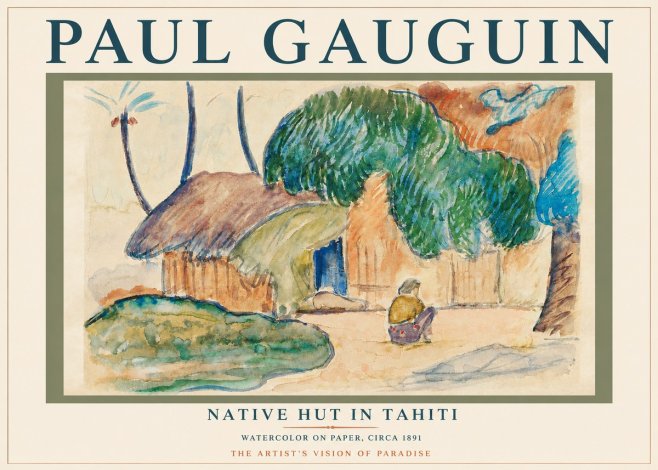 Paul Gauguin Native Hut in Tahiti No3 - Affiche