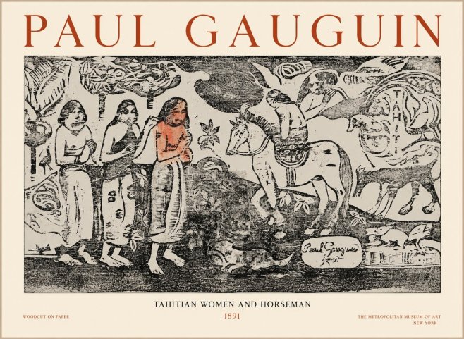 Paul Gauguin Tahitian Women and Horseman No1 - Affiche