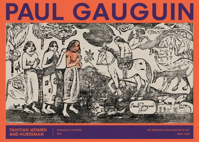 Paul Gauguin Tahitian Women and Horseman No2 - Affiche