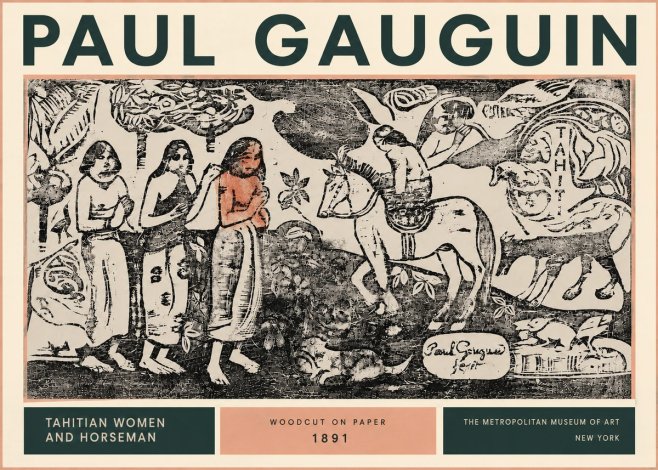 Paul Gauguin Tahitian Women and Horseman No4 - Affiche