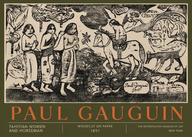 Paul Gauguin Tahitian Women and Horseman No5 - Affiche