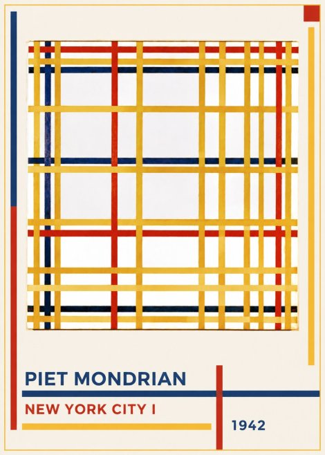 Piet Mondrian New York City I No1 - Affiche