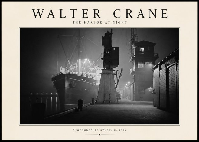 Walter Crane The Harbor at Night No2 - Affiche