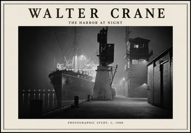 Walter Crane The Harbor at Night No5 - Affiche