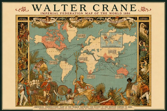 Walter Crane Imperial Federation Map of the World 1886 No6 - Affiche