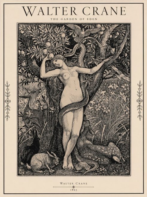 Walter Crane The Garden of Eden No1 - Affiche