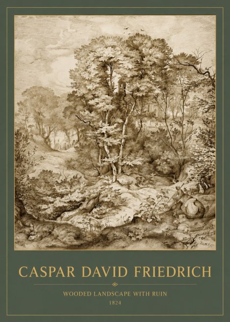 Caspar David Friedrich Wooded Landscape with Ruin No2 - Affiche