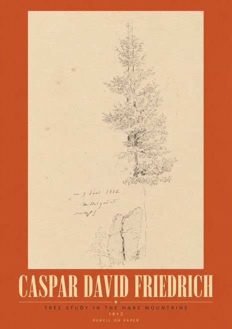 Caspar David Friedrich Tree Study in the Harz Mountains No3 - Affiche