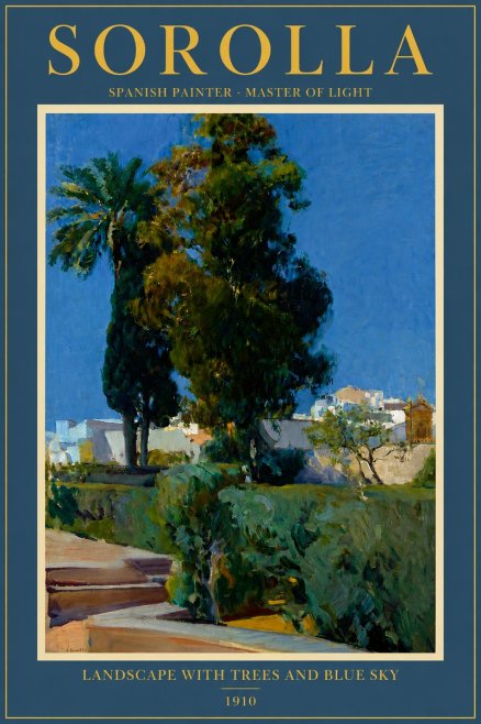 Sorolla Landscape with Trees and Blue Sky No4 - Affiche