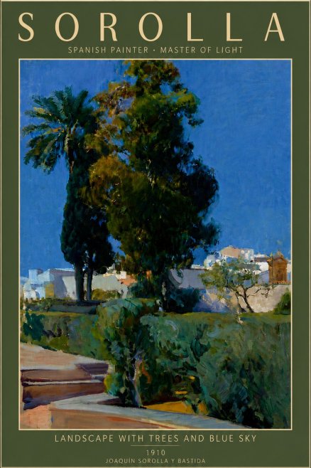 Sorolla Landscape with Trees and Blue Sky No6 - Affiche