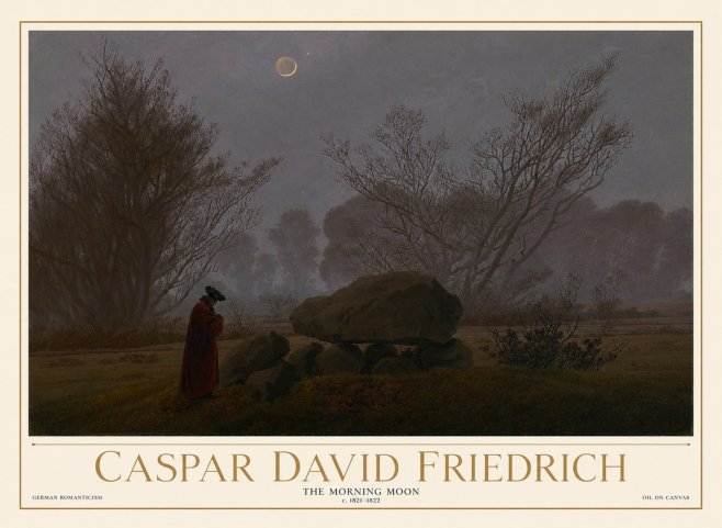 Caspar David Friedrich The Morning Moon No1 - Affiche