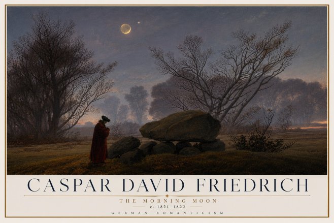 Caspar David Friedrich The Morning Moon No2 - Affiche