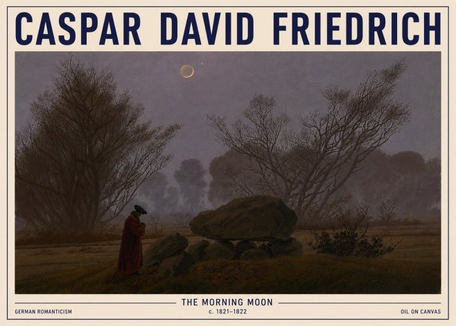 Caspar David Friedrich The Morning Moon No5 - Affiche