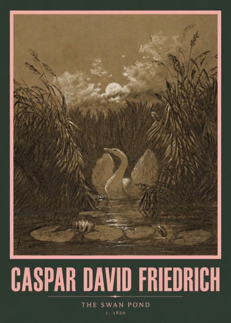 Caspar David Friedrich The Swan Pond No3 - Affiche