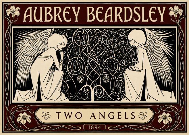 Aubrey Beardsley Two Angels No5 - Affiche