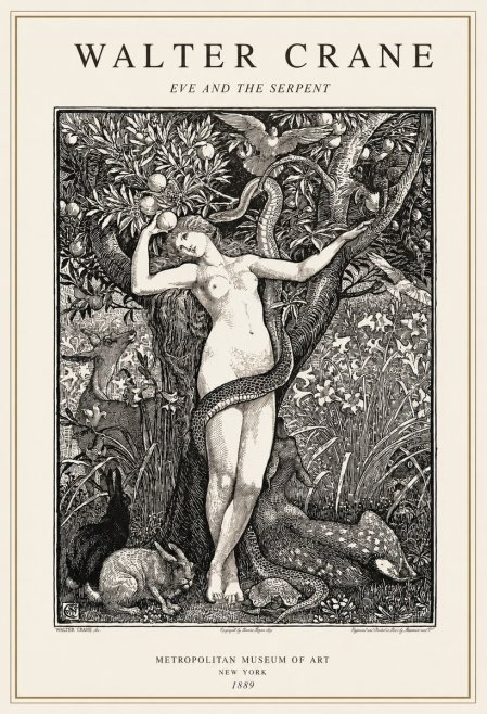 Walter Crane Eve and the Serpent No1 - Affiche