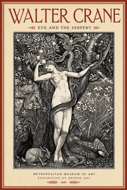 Walter Crane Eve and the Serpent No2 - Affiche