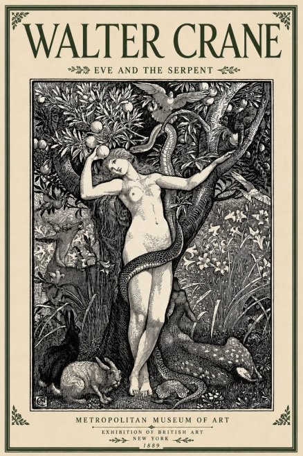 Walter Crane Eve and the Serpent No5 - Affiche