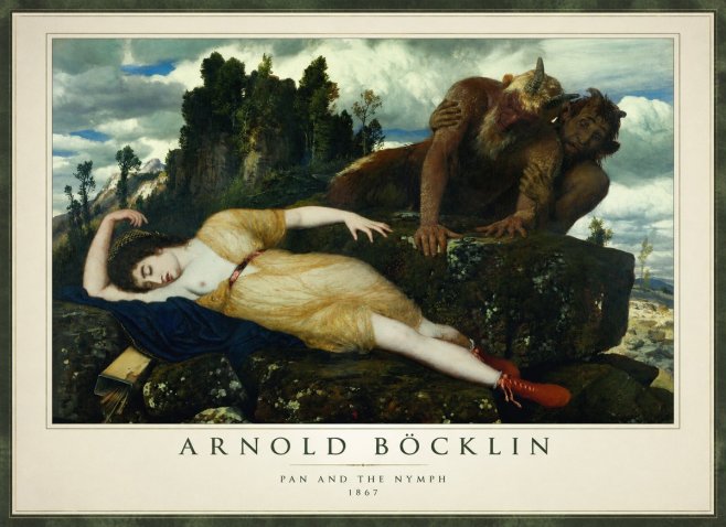 Arnold Böcklin Pan and the Nymph No1 - Affiche