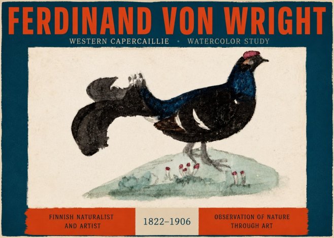 Ferdinand von Wright Western Capercaillie - Watercolor Study No2 - Affiche