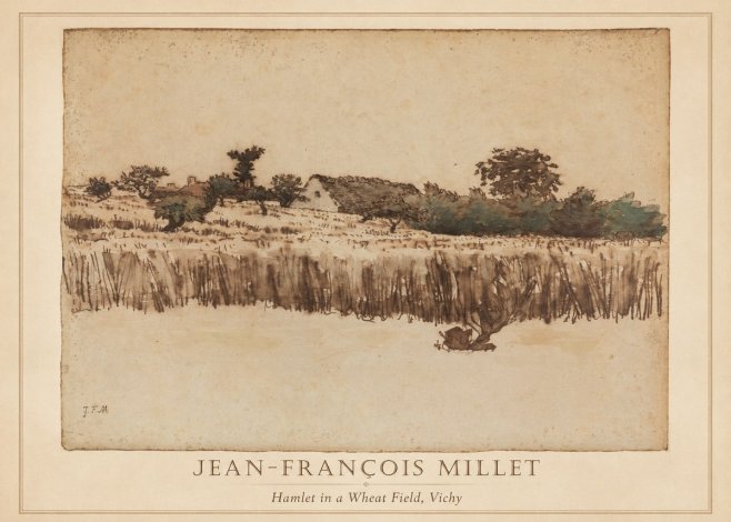 Jean-François Millet Hamlet in a Wheat Field, Vichy No2 - Affiche