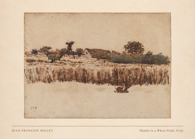 Jean-François Millet Hamlet in a Wheat Field, Vichy No3 - Affiche