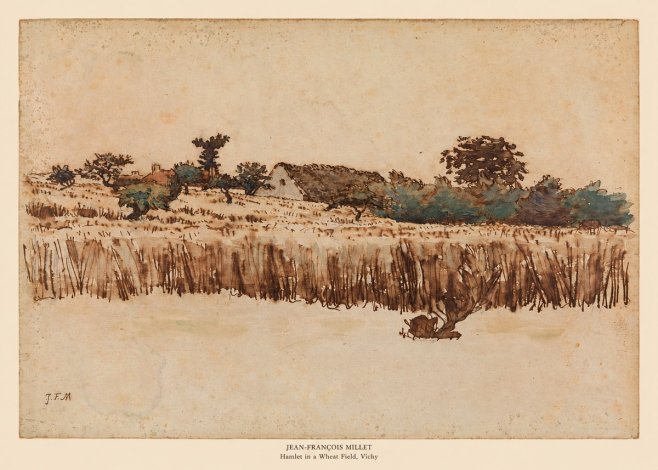 Jean-François Millet Hamlet in a Wheat Field, Vichy No5 - Affiche