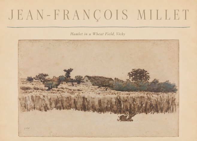 Jean-François Millet Hamlet in a Wheat Field, Vichy No6 - Affiche